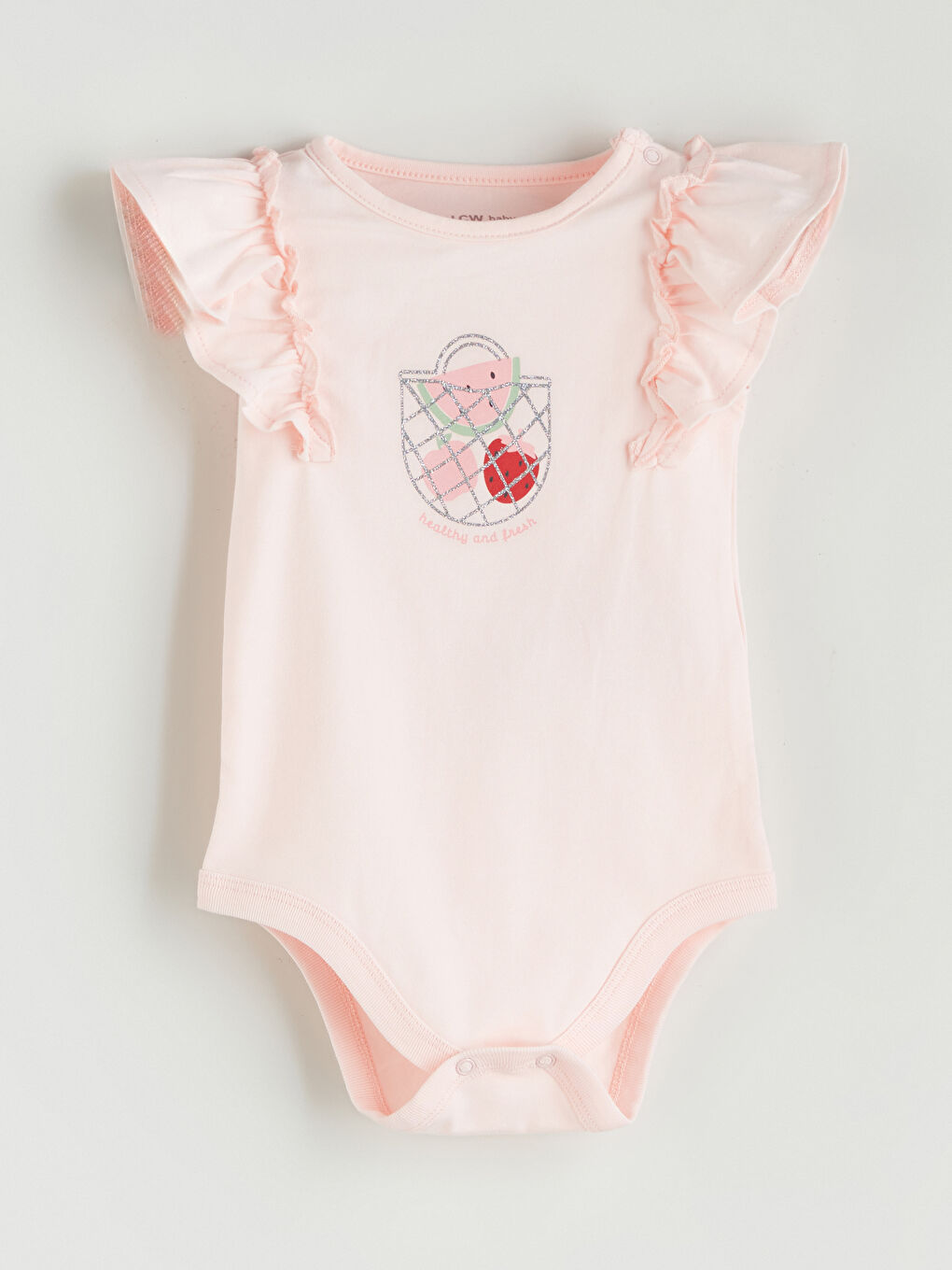 Pembe Fırfırlı Kız Bebek Çıtçıtlı Body