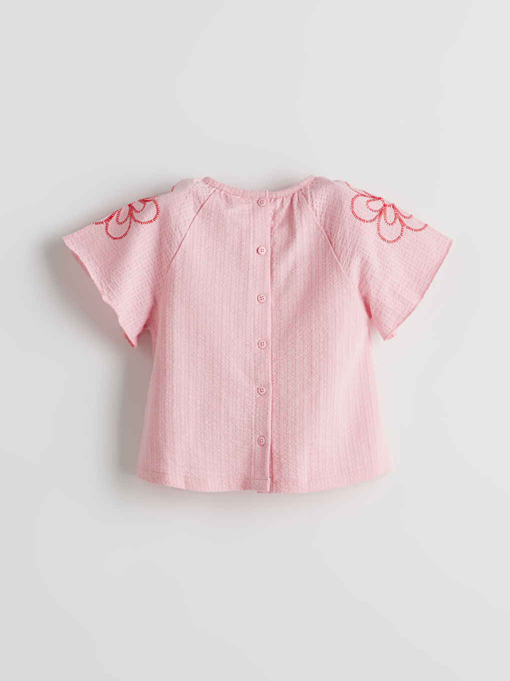 Pembe Bisiklet Yaka Çiçekli Kız Çocuk Bluz-3