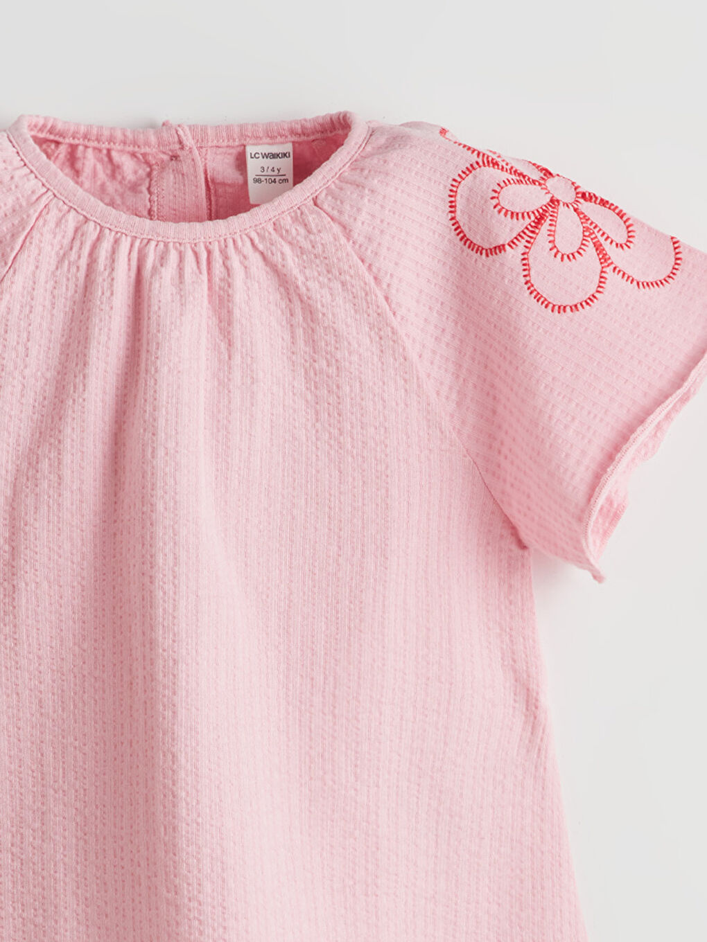 Pembe Bisiklet Yaka Çiçekli Kız Çocuk Bluz-4