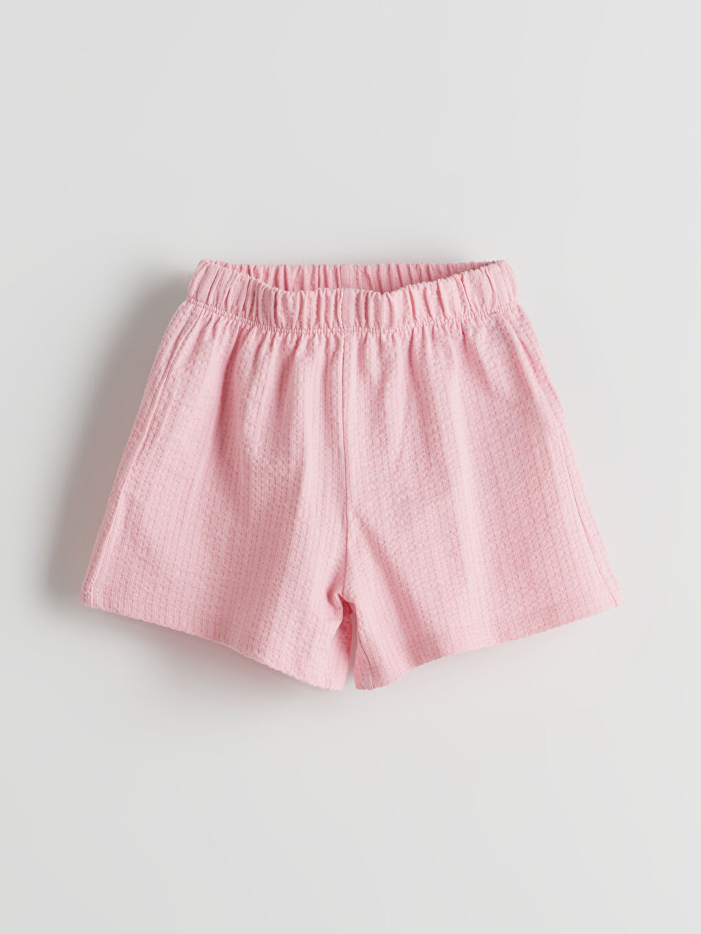 Pembe Beli Lastikli Dokulu Kız Çocuk Şort-1