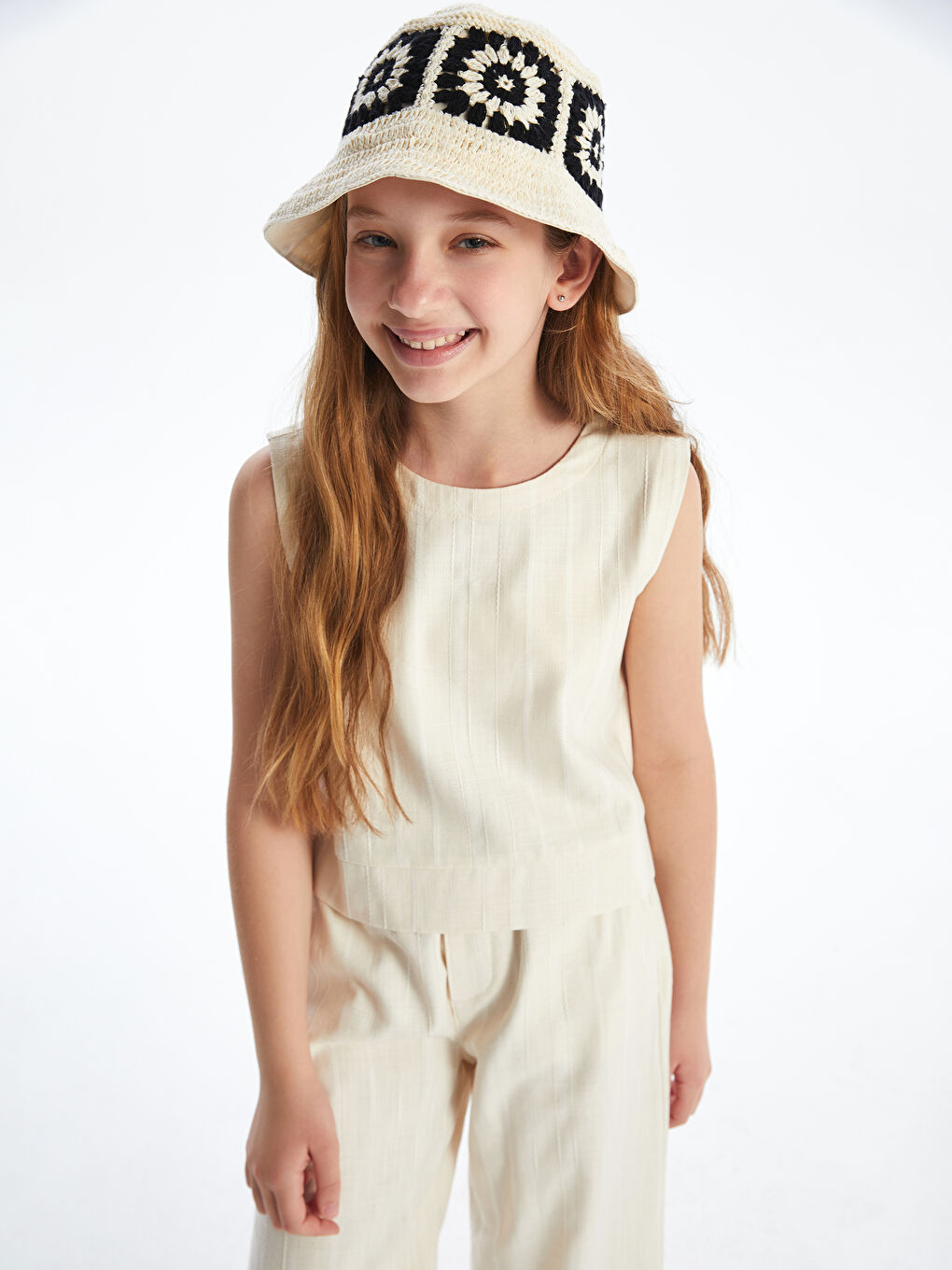 Crew Neck Girls' Crop Blouse -S5ER92Z4-LE8
