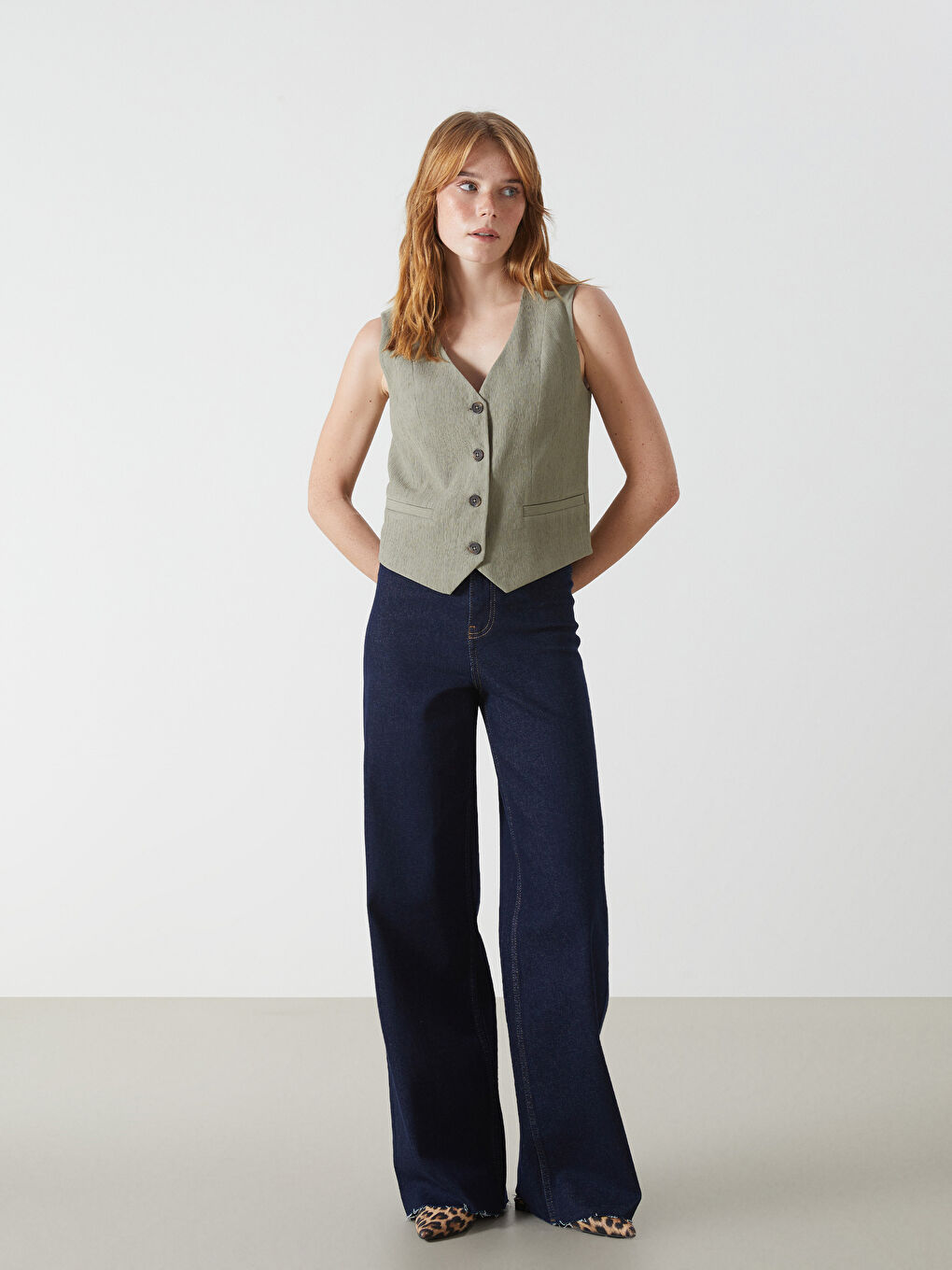 V Neck Women's Classic Waistcoat -S5ES04Z8-K0F