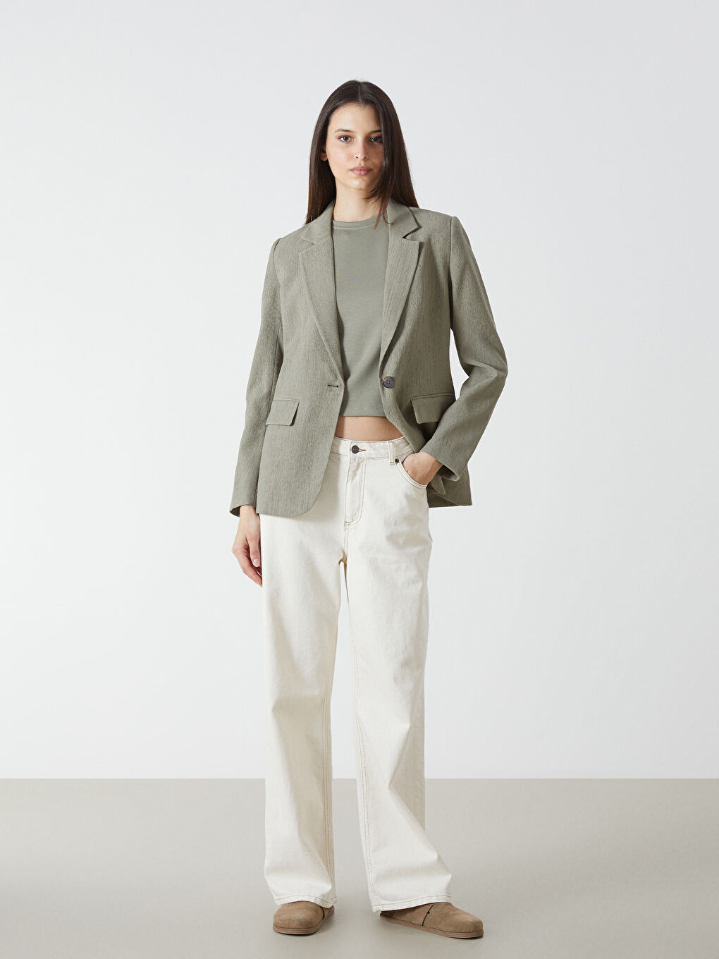 Textured Women's Blazer Jacket -S5ES05Z8-K0F