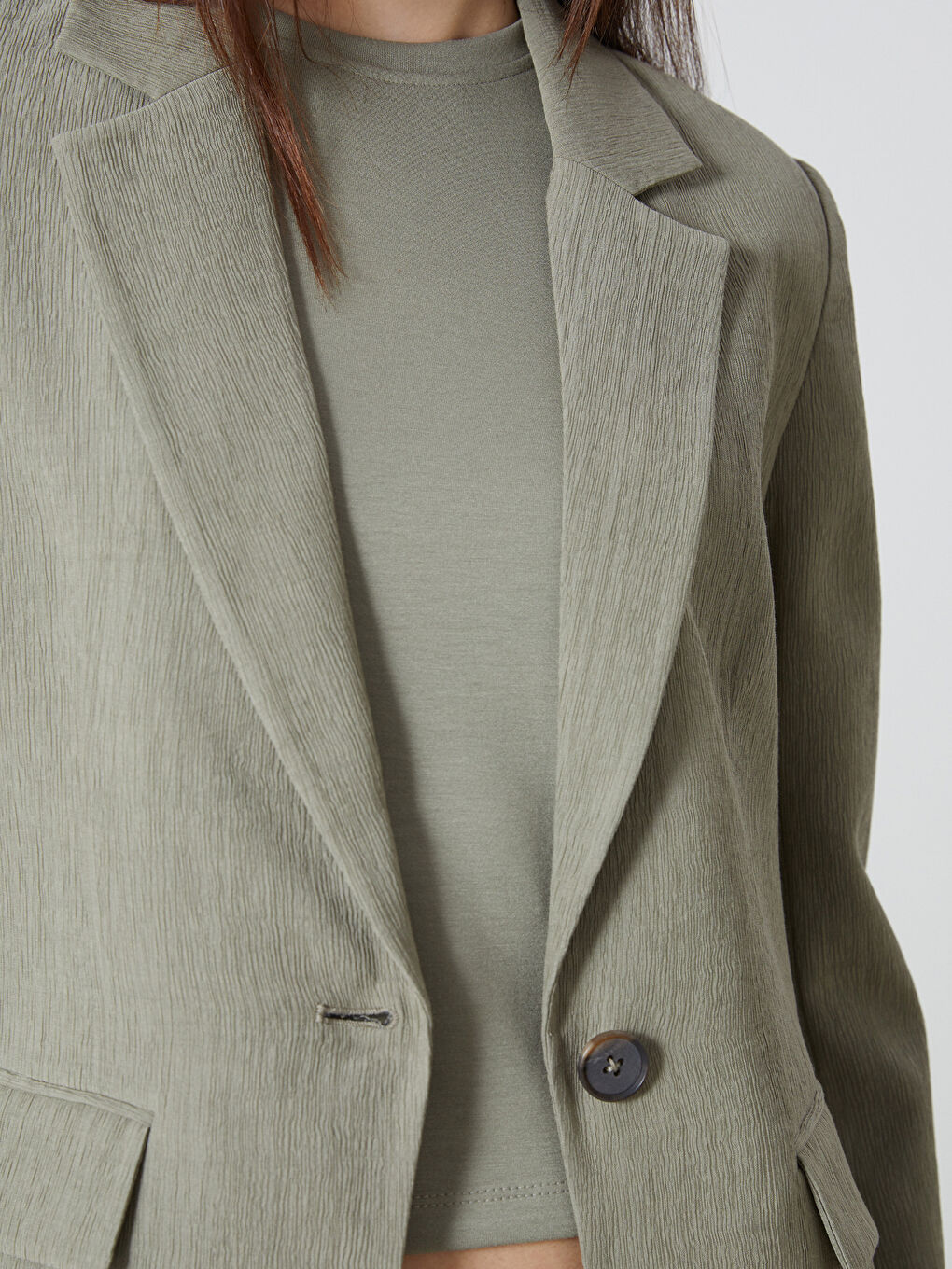 Textured Women's Blazer Jacket -S5ES05Z8-K0F