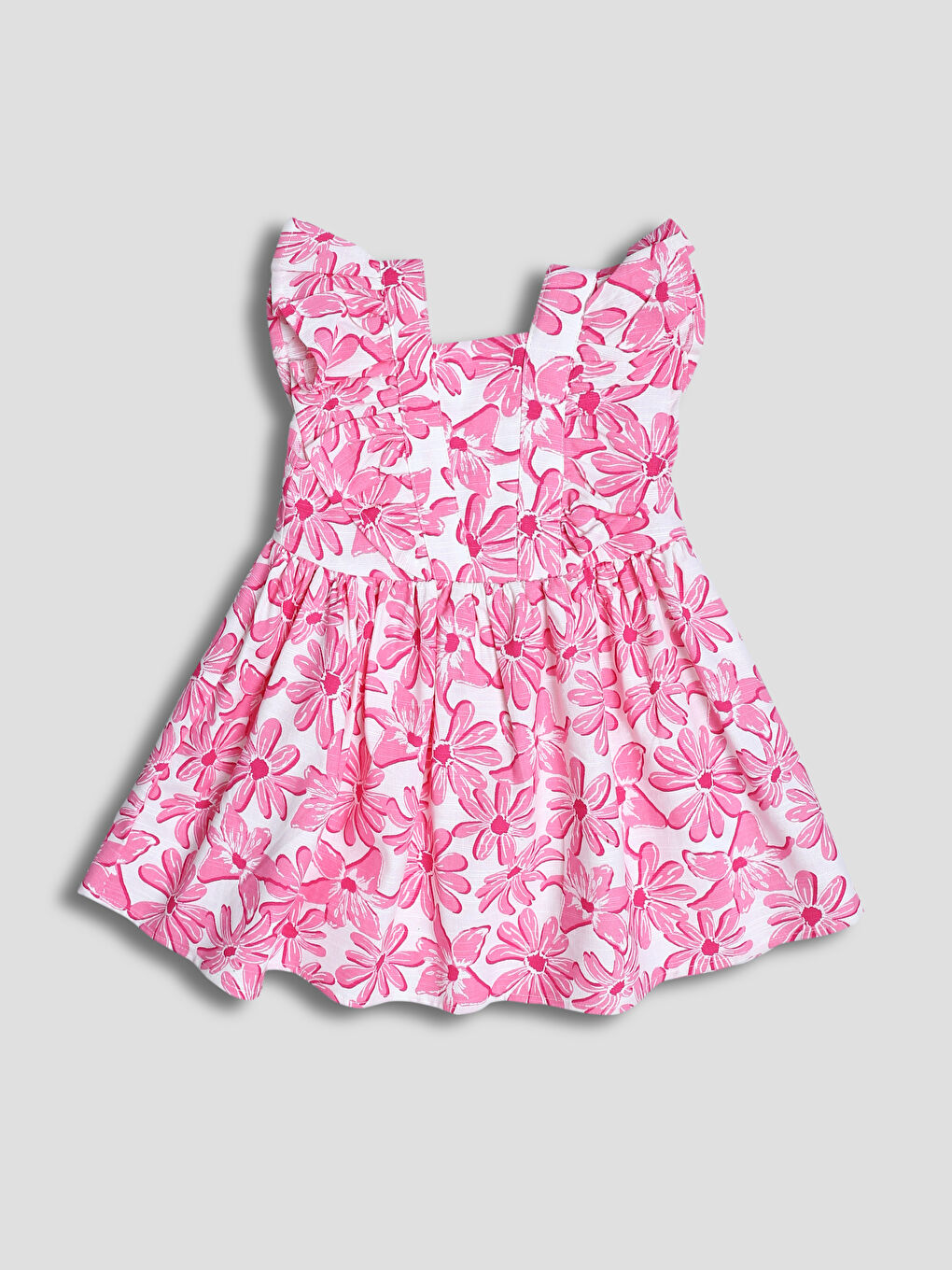 فستان بوبلين بياقة مربعة للبنات