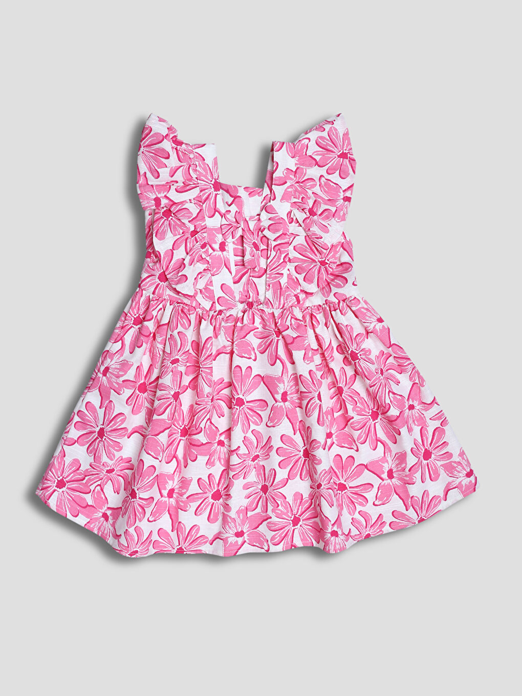 فستان بوبلين بياقة مربعة للبنات-1