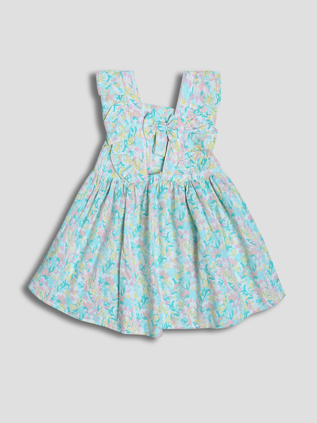 فستان بوبلين بياقة مربعة للبنات-1