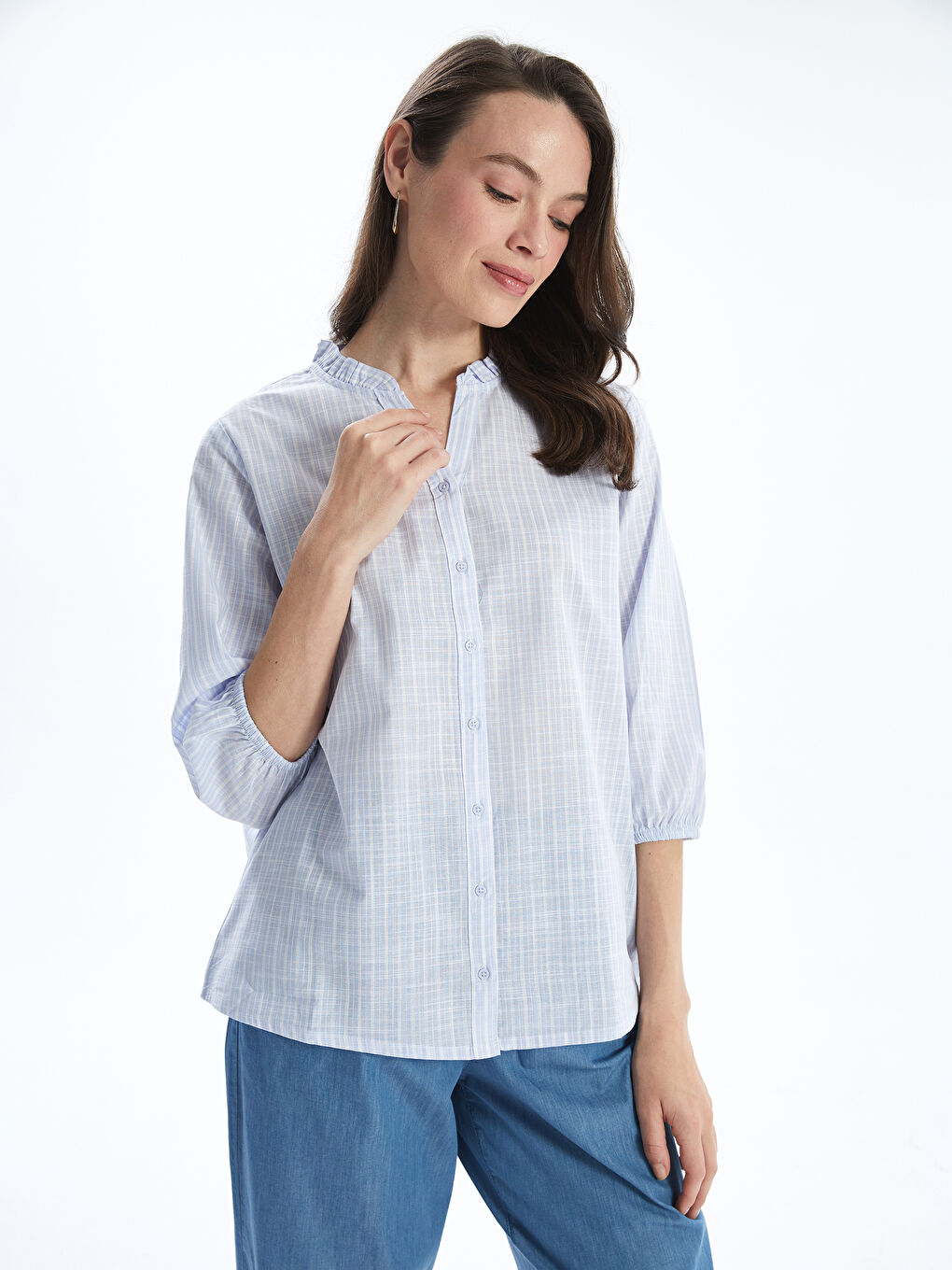 Regular Fit Women's Shirt with Ruching -S5ES17Z8-LEH