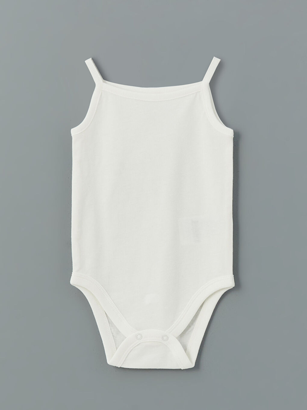 Ekru Kare Yaka Basic Kız Bebek Çıtçıtlı Body