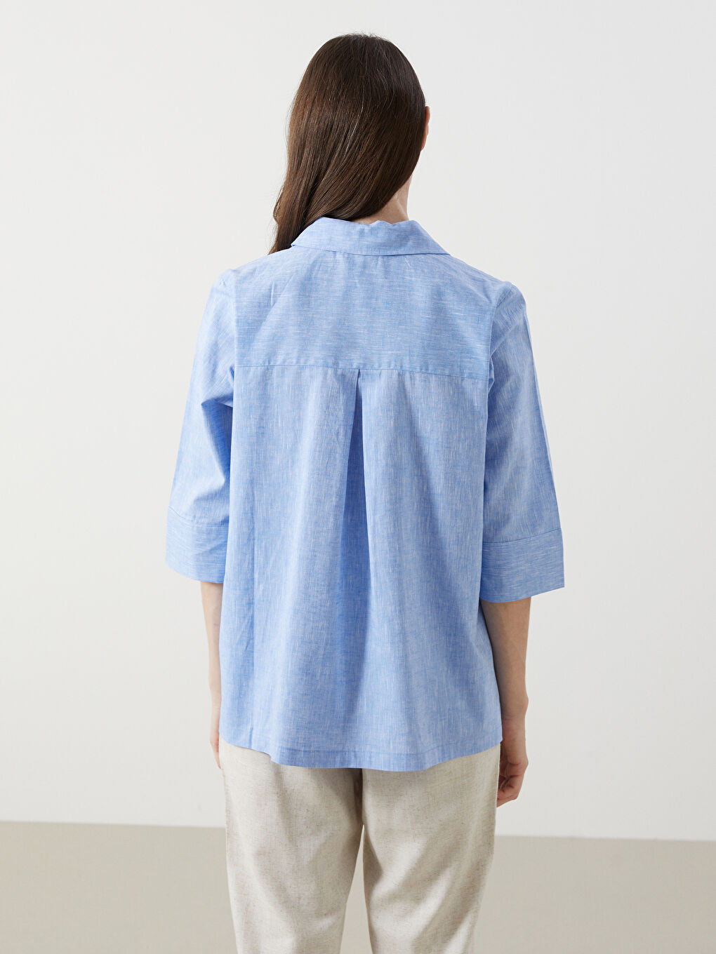 Floral Linen Blend Women's Shirt -S5ES28Z8-DJE