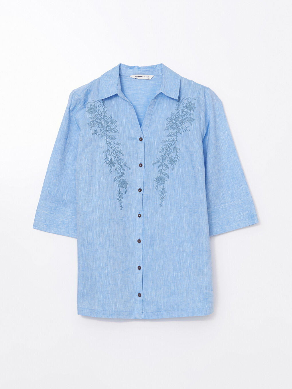 Floral Linen Blend Women's Shirt -S5ES28Z8-DJE