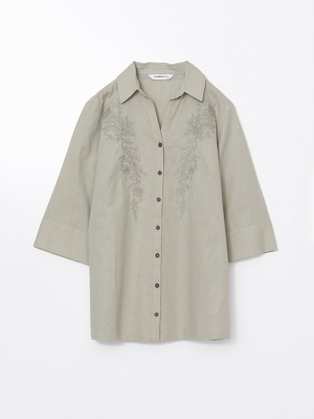 Floral Linen Blend Women's Shirt -S5ES28Z8-G2U