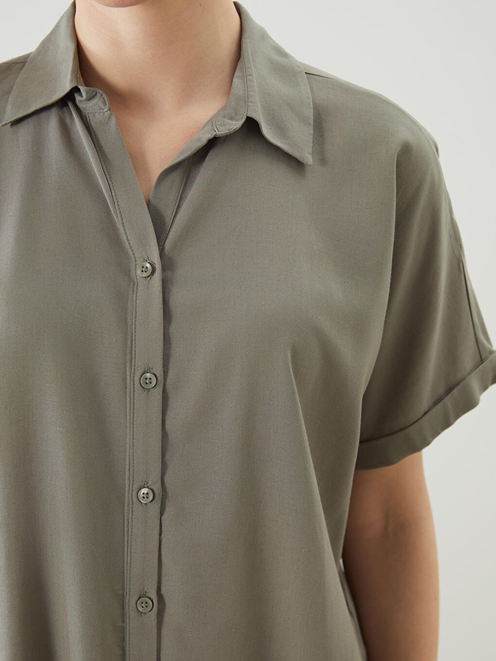 Linen Blend Women's Shirt -S5ES32Z8-GNZ