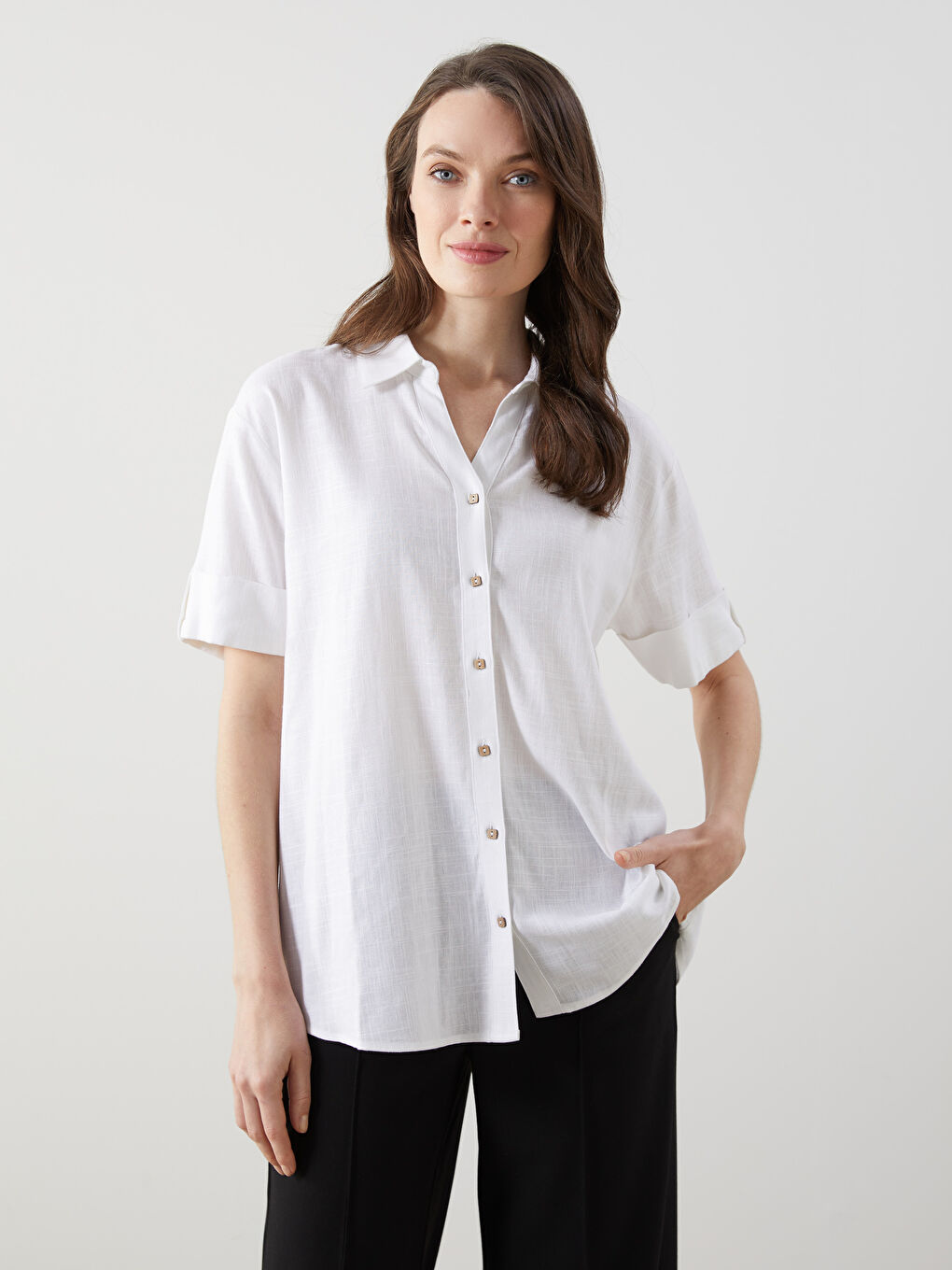 Linen Blend Women's Shirt -S5ES35Z8-QVD