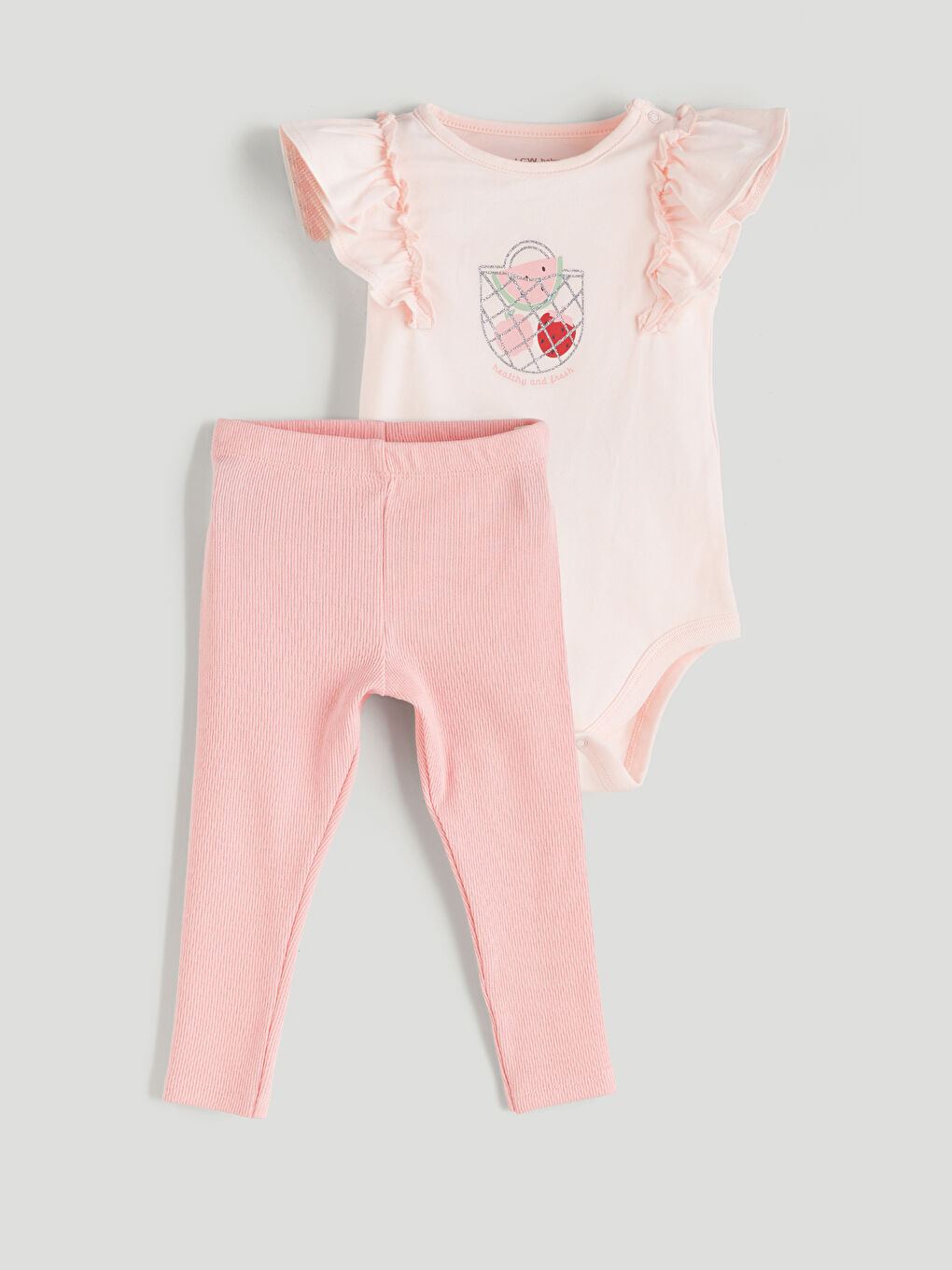 Fruit Printed Baby Girls Snap-Button Bodysuit and Leggings 2 Pack -S5ES42Z1-JM1