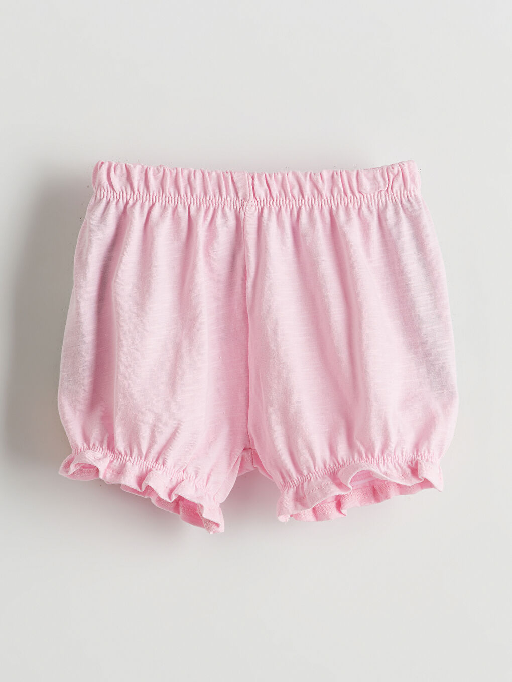 Pembe Beli ve Paçası Lastikli Kız Bebek Şort