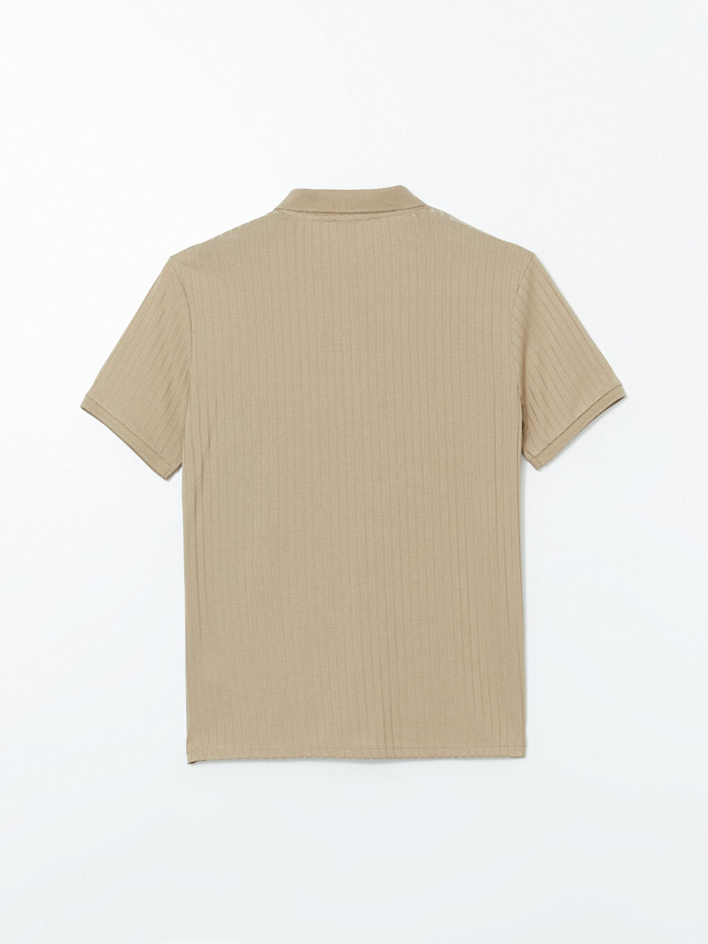 Bej Polo Yaka Kısa Kollu Erkek Tişört-5