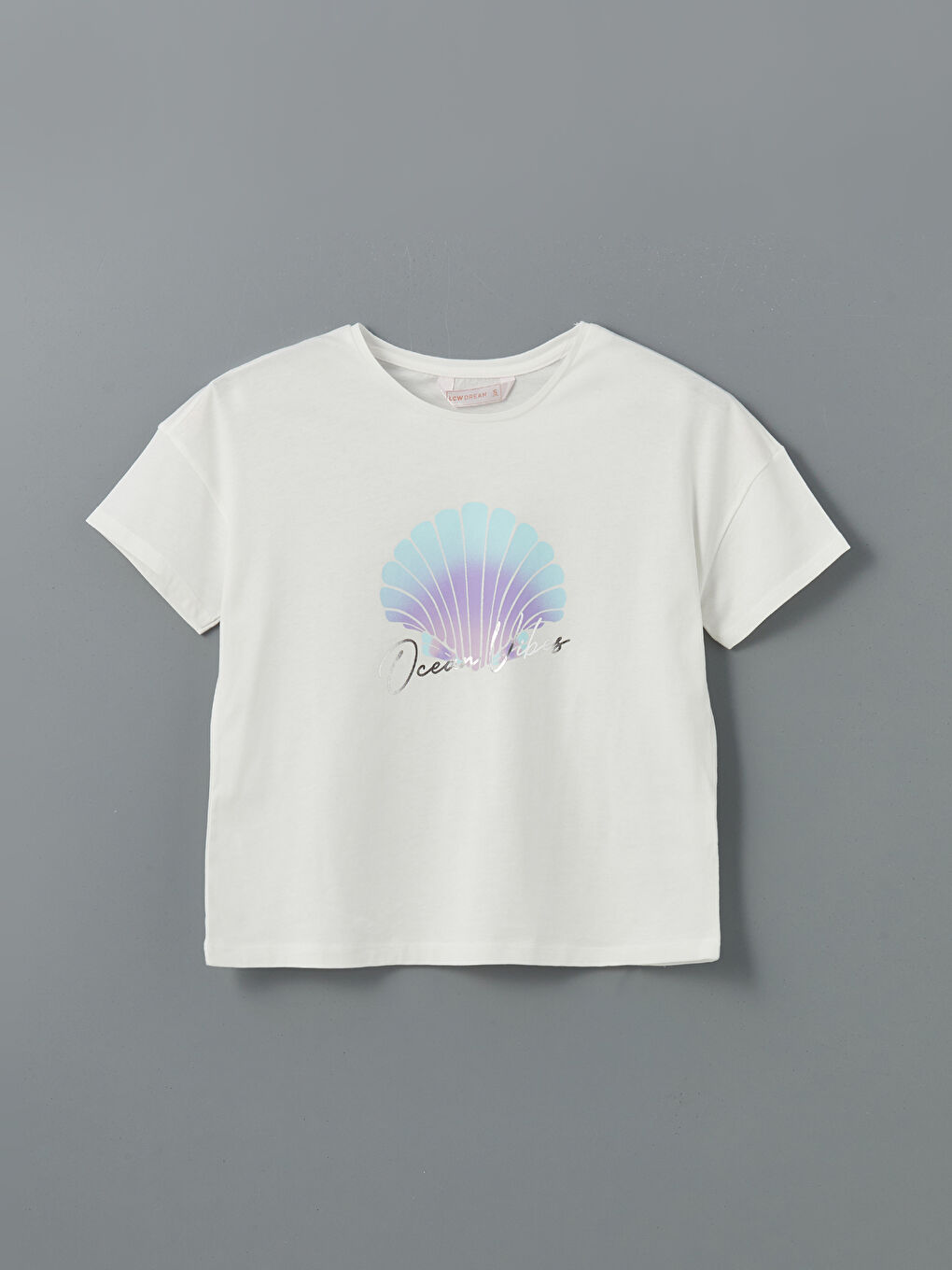 Ekru Bisiklet Yaka Baskılı Kadın Pijama Üstü-4