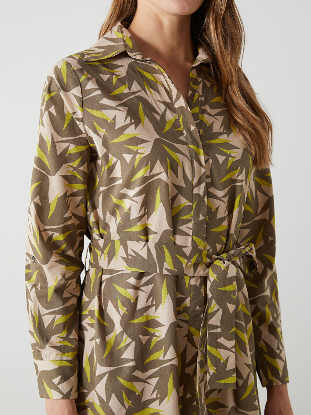 LCWAIKIKI Classic Woman GREEN Shirt Dress -S5ES95Z8-LRR
