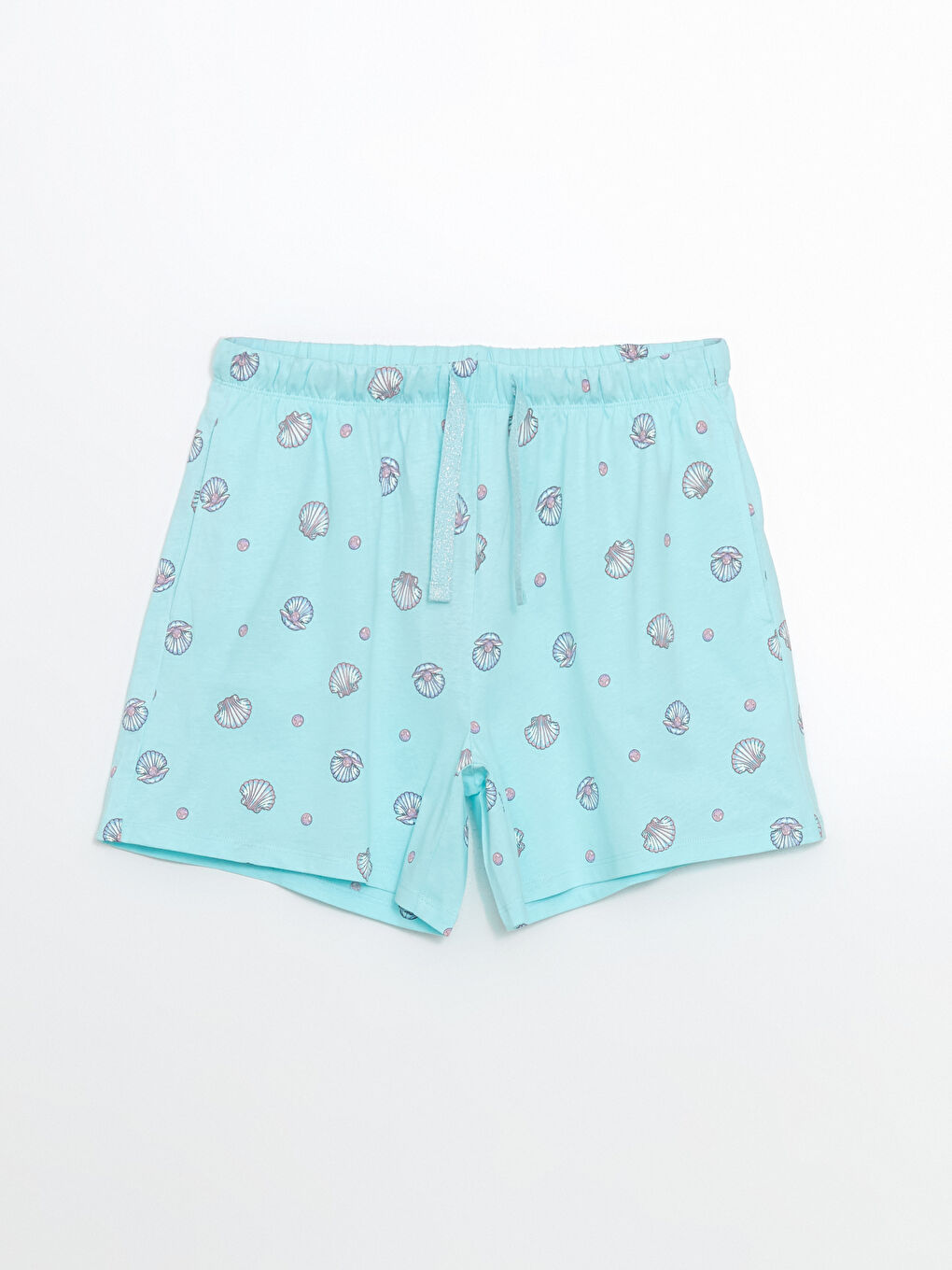 Lila Beli Lastikli Baskılı Kadın Şort Pijama Altı