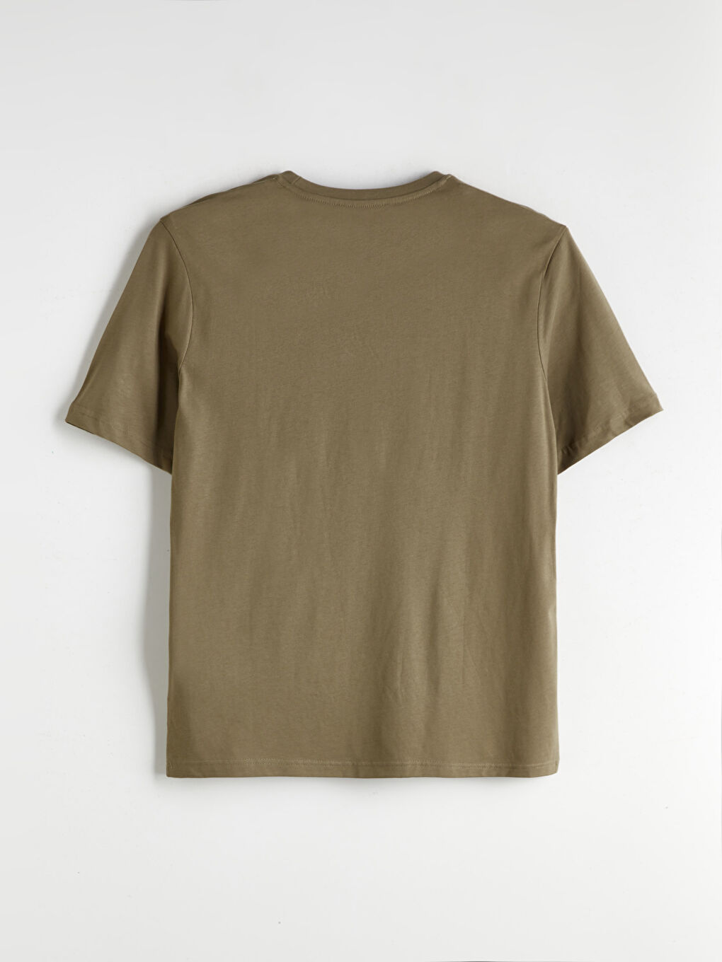 Haki Bisiklet Yaka Kısa Kollu Baskılı Penye Erkek Tişört-5