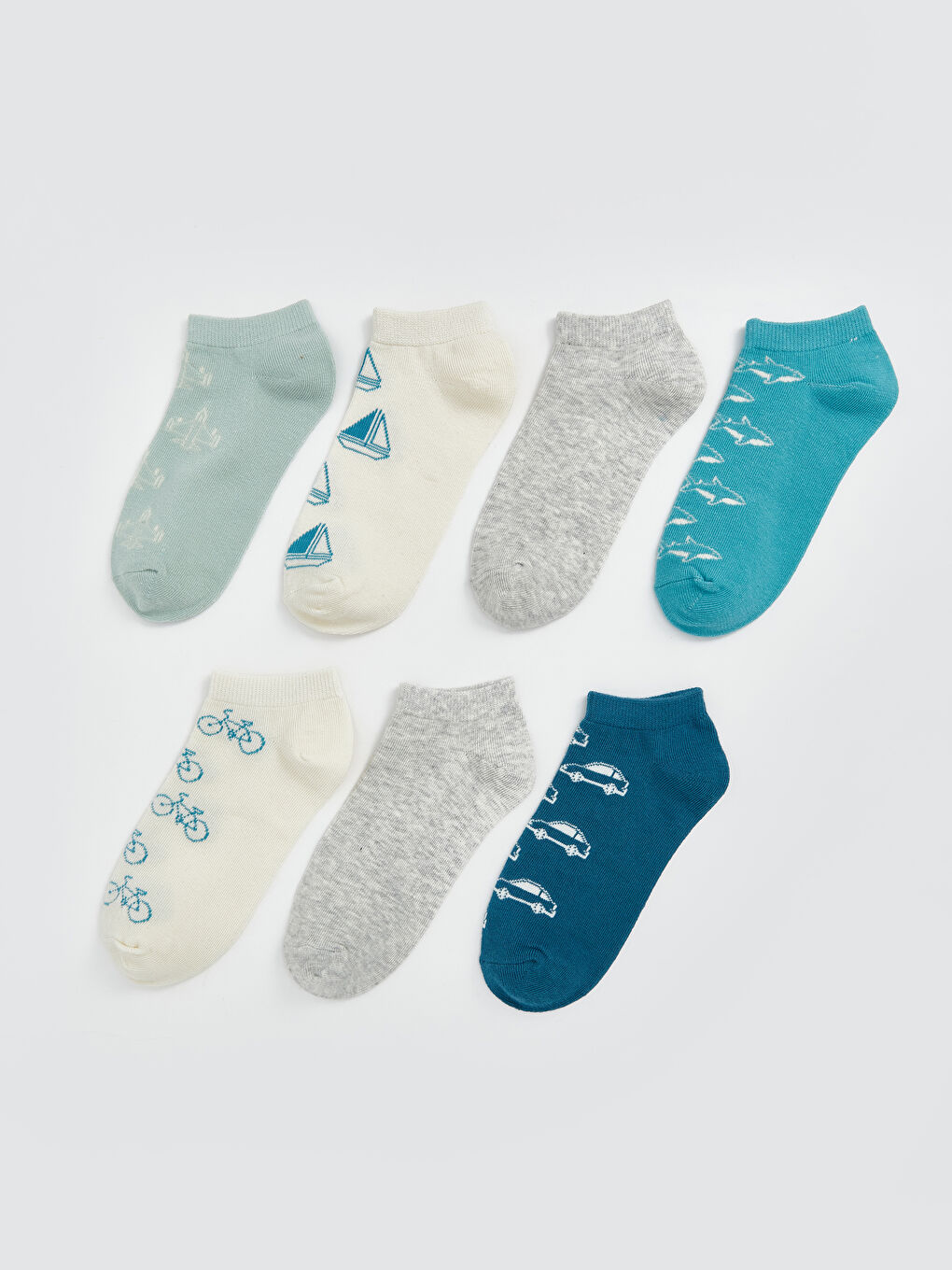 Patterned Boys' Trainer Socks 7 Pack -S5ET38Z4-K00