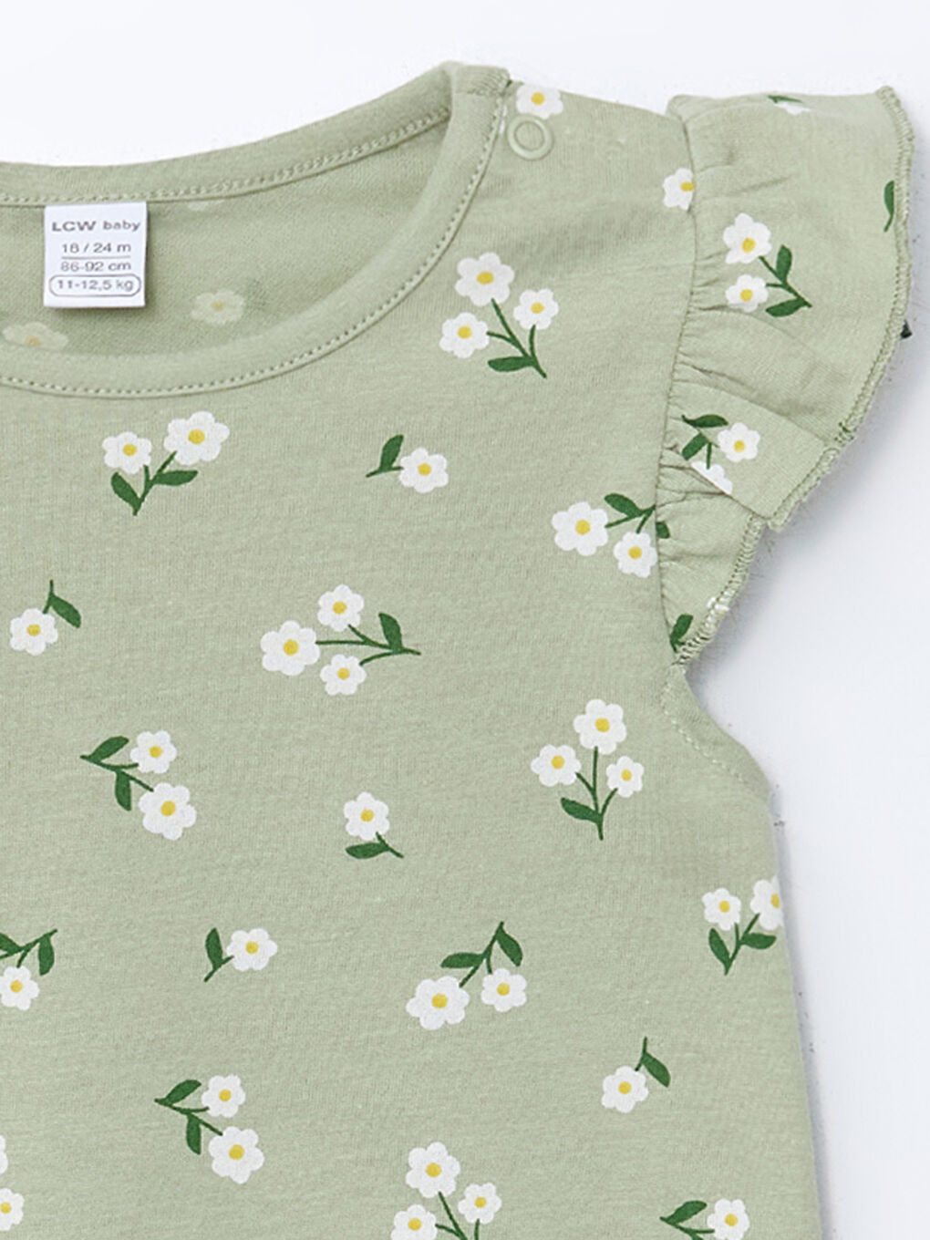 Yeşil Bisiklet Yaka Çiçekli Kız Bebek Tulum-1