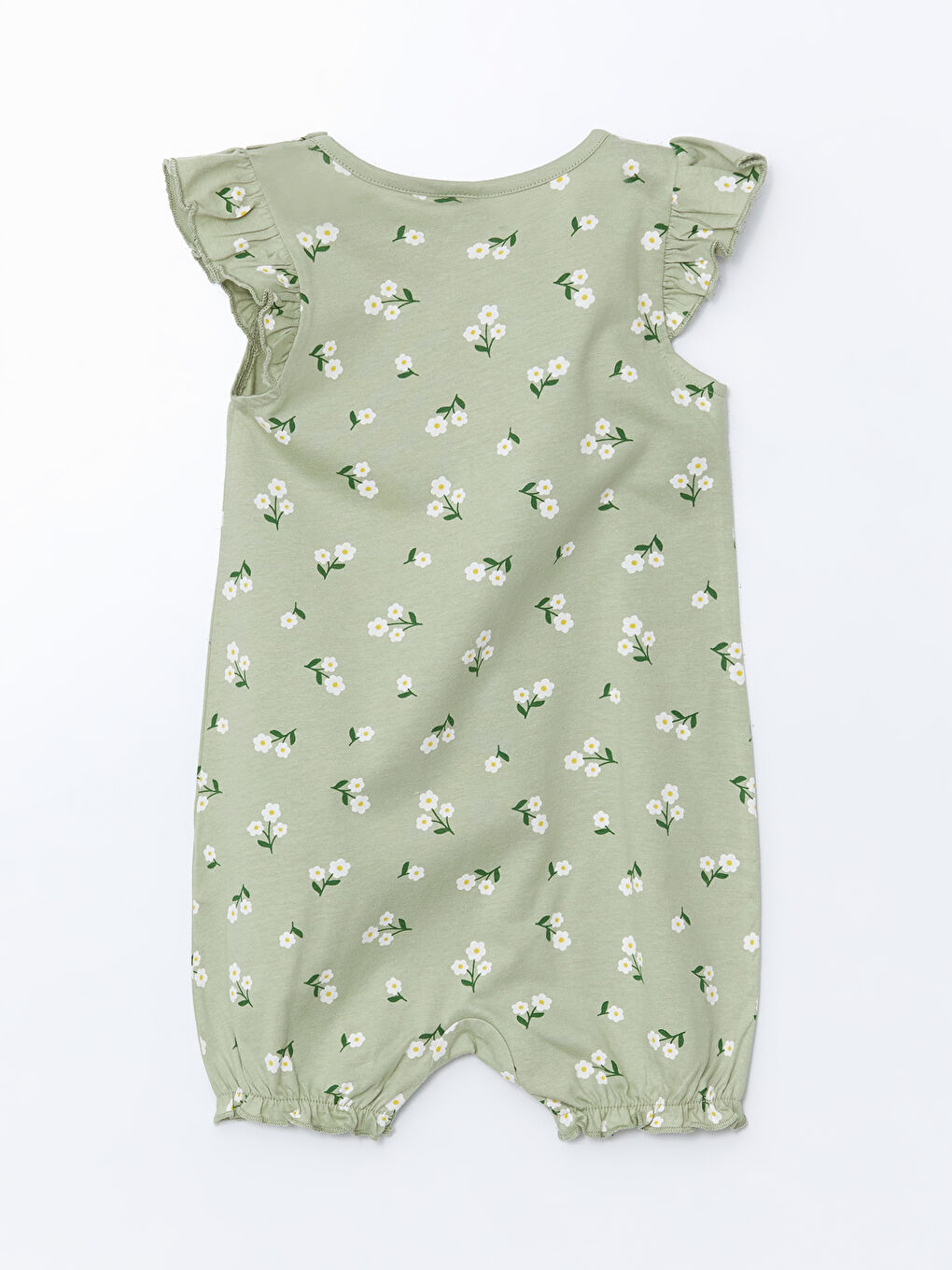 Yeşil Bisiklet Yaka Çiçekli Kız Bebek Tulum-2