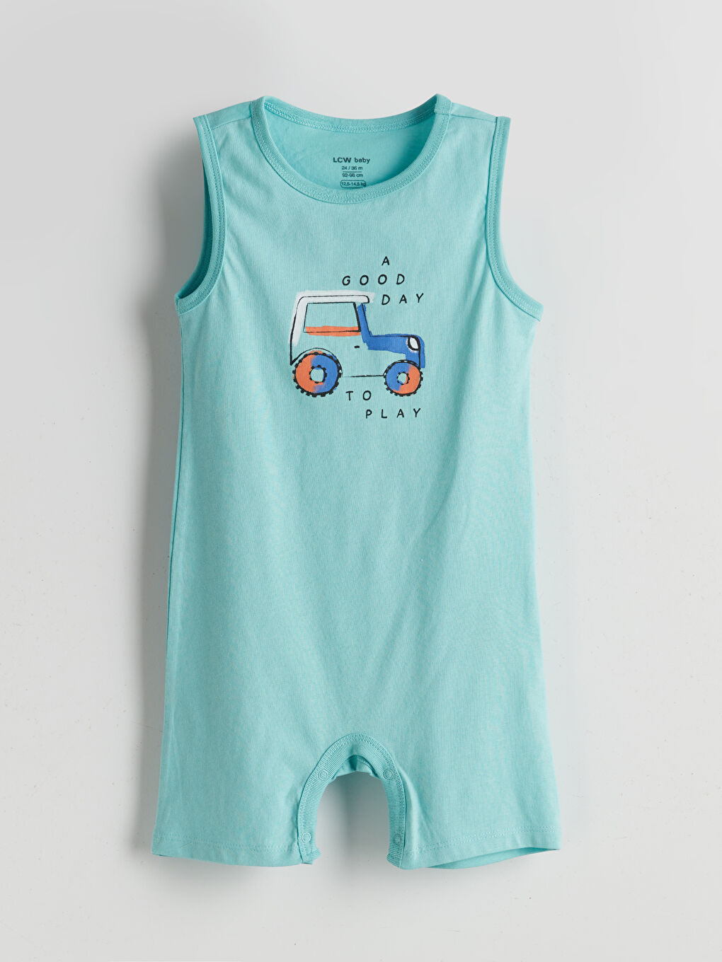 Turkuaz Baskılı Erkek Bebek Penye Tulum