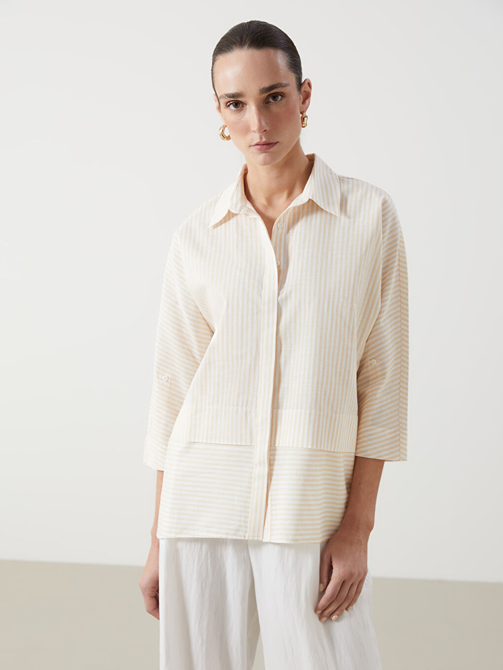Striped Poplin Women's Shirt -S5ET78Z8-ELZ