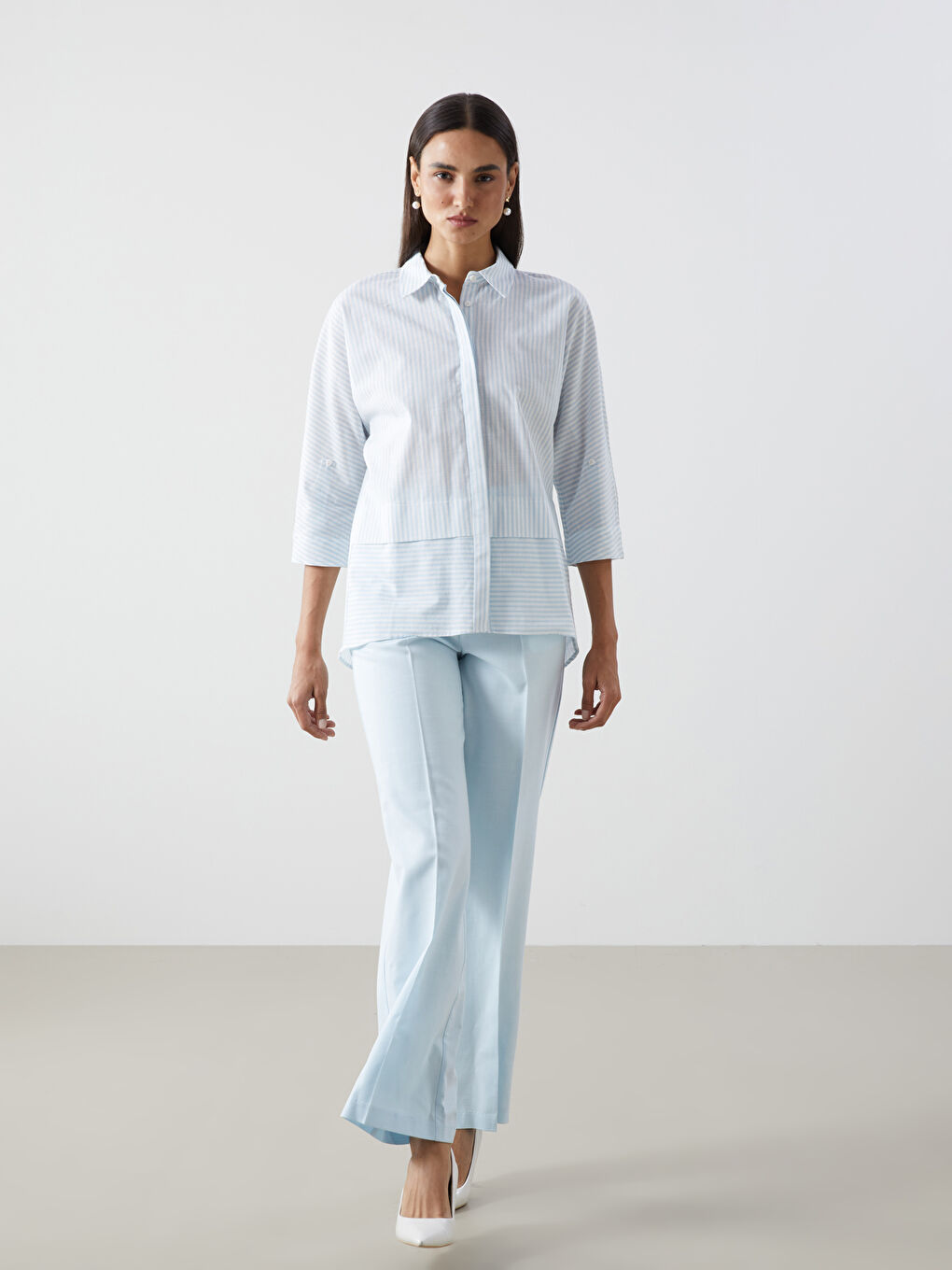 Striped Poplin Women's Shirt-1