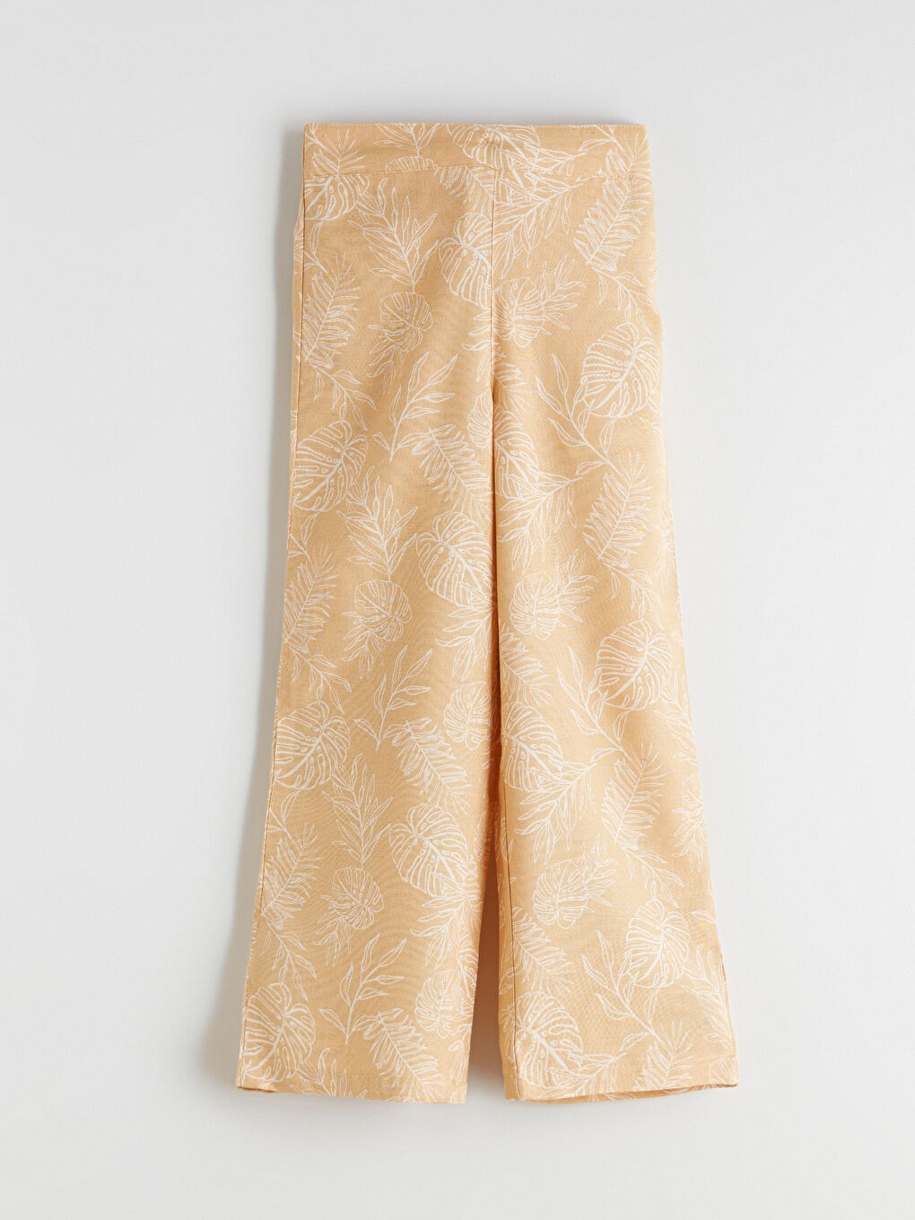 Bej Beli Lastikli Keten Karışımlı Kız Çocuk Pantolon-2