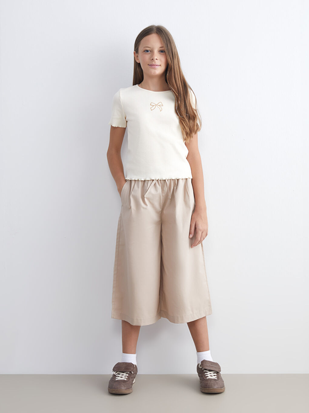 LCW Kids Girl's Elastic Waist Capri -S5ET91Z4-YXS