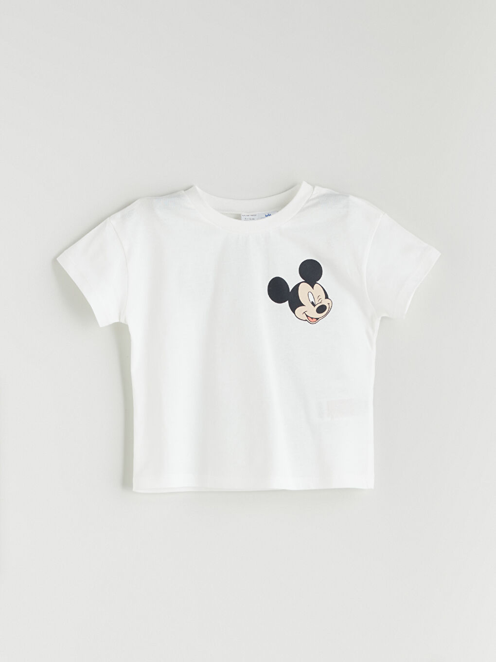 Ekru Mickey Mouse Baskılı Erkek Bebek Pijama Üst