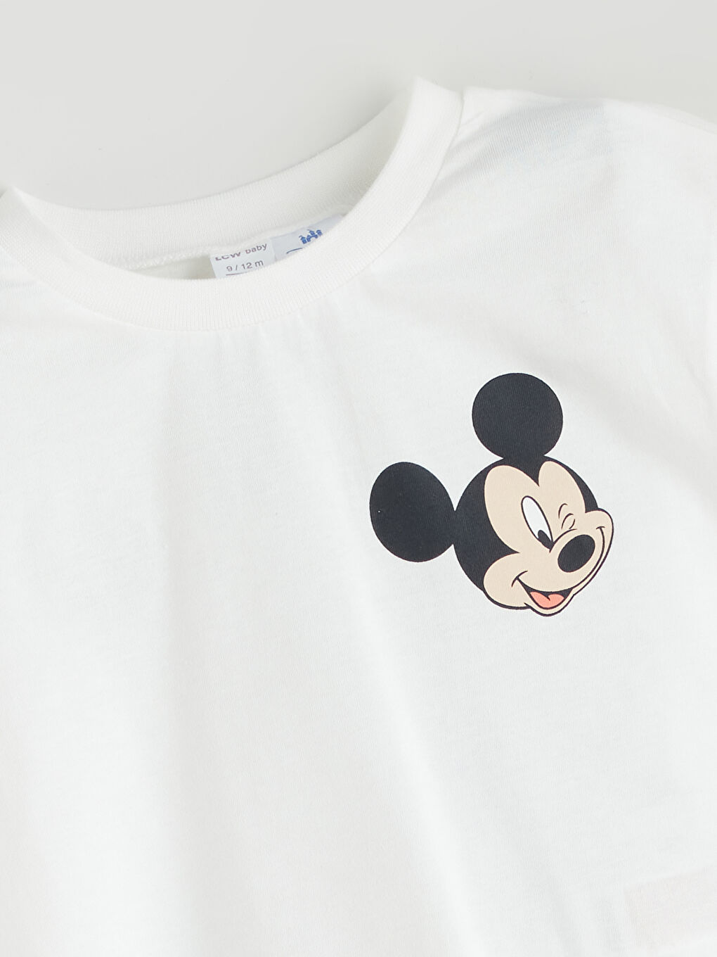 Ekru Mickey Mouse Baskılı Erkek Bebek Pijama Üst-2