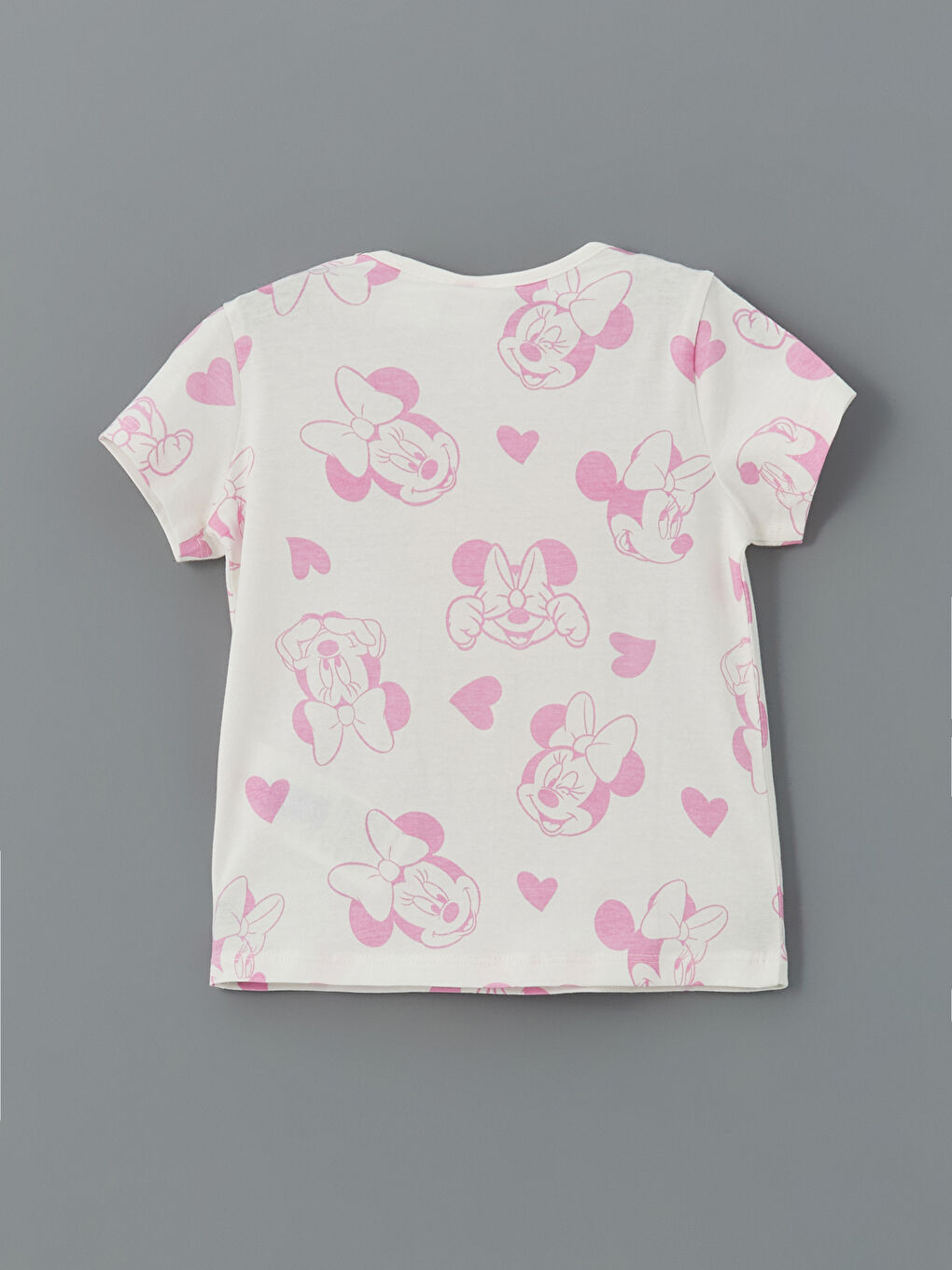 Ekru Minnie Mouse Baskılı Kız Bebek Tişört-2