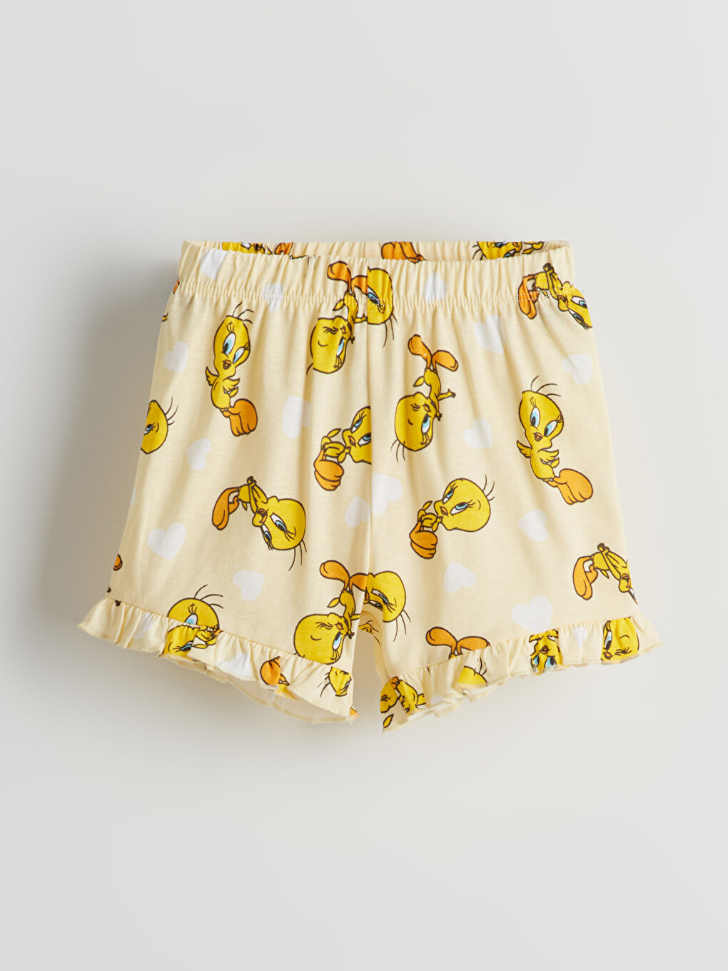 Sarı Beli Lastikli Tweety Baskılı Kız Bebek Pijama Şort
