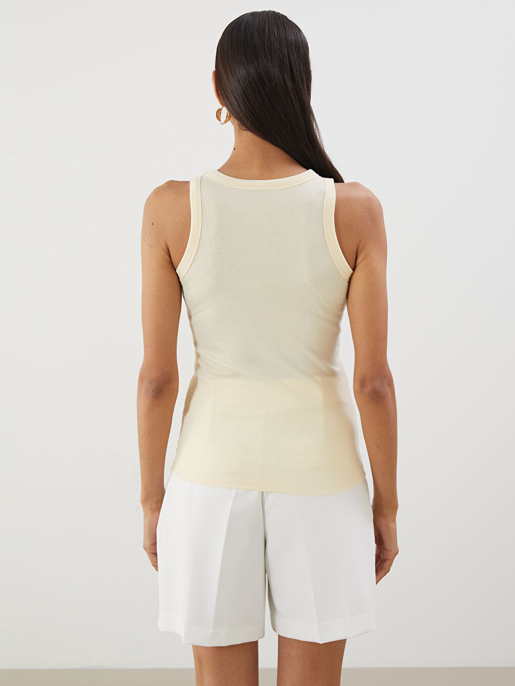 Sarı Bisiklet Yaka Taşlı Kadın Atlet-3