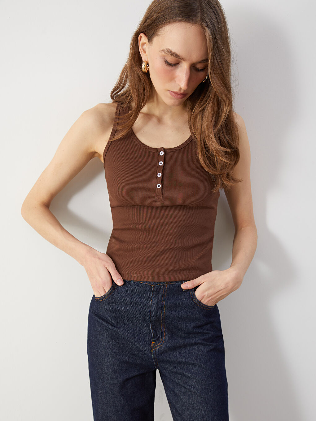 U Neck Textured Women's Tank Top -S5EU61Z8-HKA