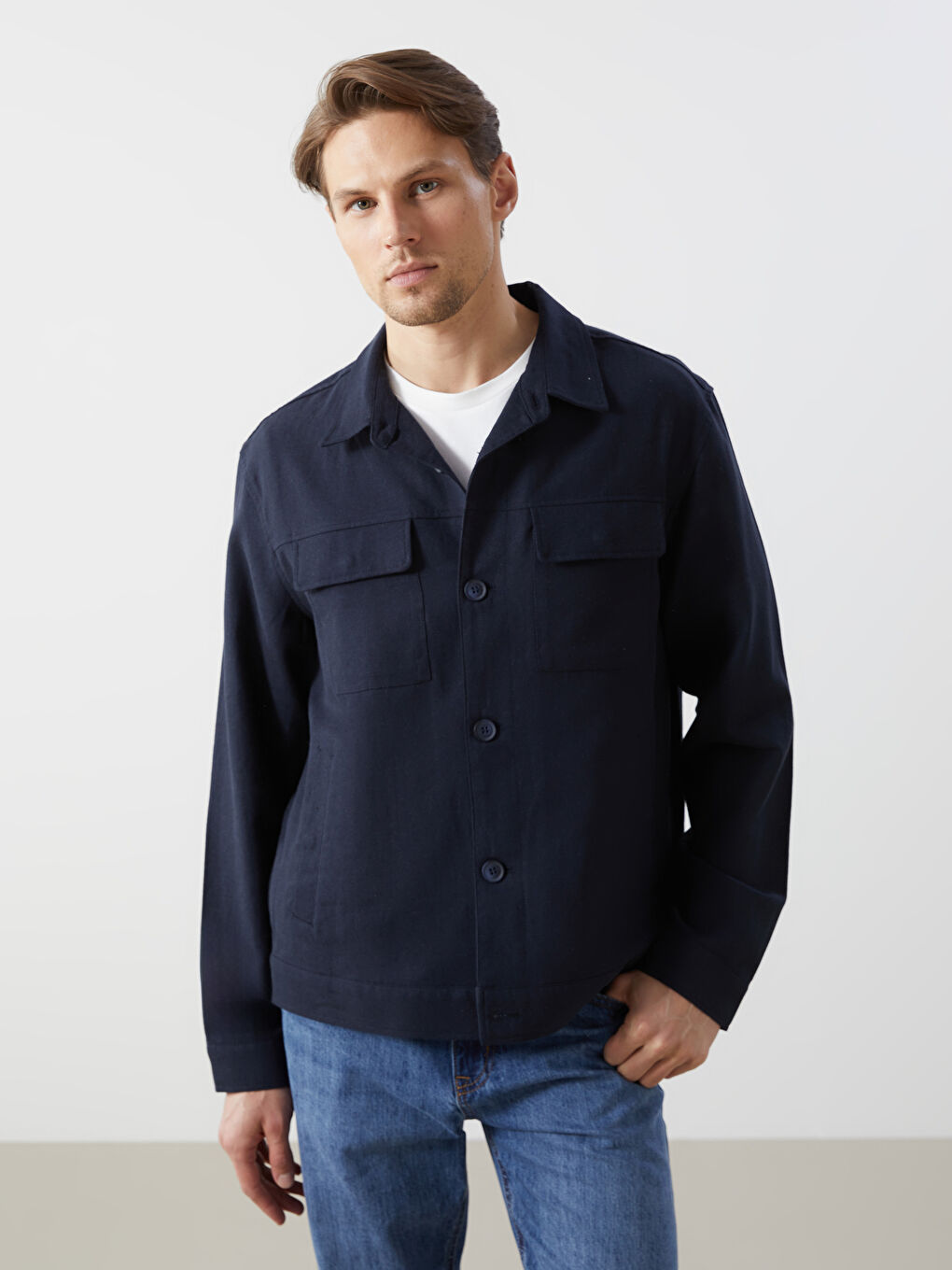 Standard Pattern Jacket Collar Pocket Men's Thin Coat -S5EU91Z8-RFH