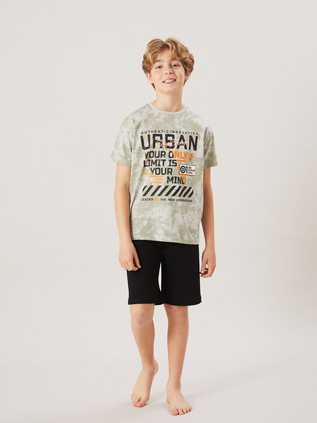 Crew Neck Boy's Pajama Set with Shorts -S5EU94Z4-LRK