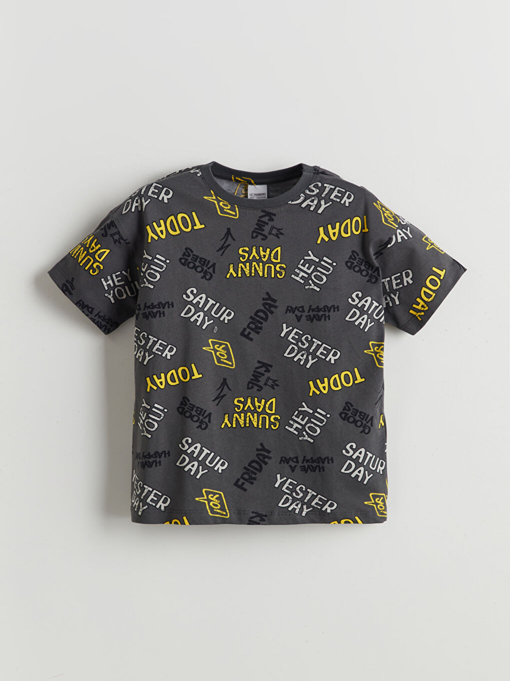 Gri Bisiklet Yaka Erkek Çocuk Pijama Üst