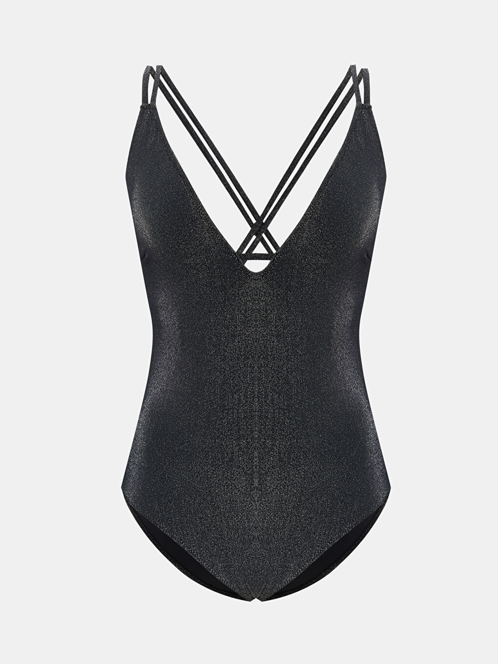 V-Neck Shiny Look Women's Swimsuit -S5EV32Z8-SLQ