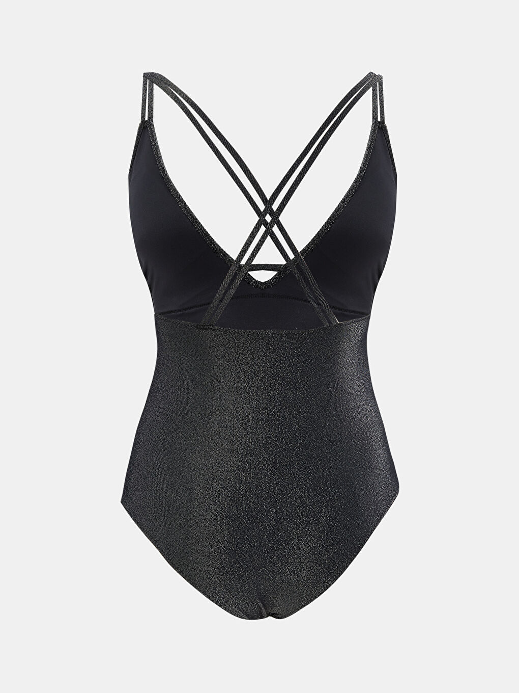 V-Neck Shiny Look Women's Swimsuit -S5EV32Z8-SLQ
