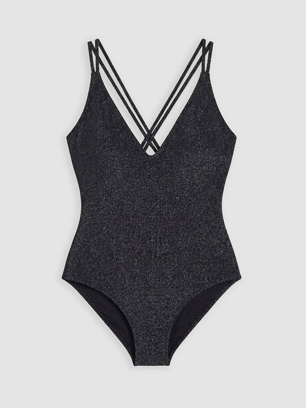 Karışık V Yaka Parlak Görünümlü Kadın Mayo