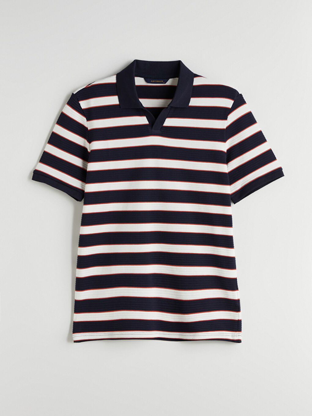 Lacivert Polo Yaka Çizgili Erkek Tişört-4