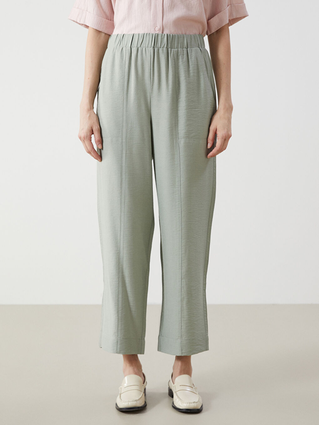 Pantalone za žene sa lastišem u struku -S5EV36Z8-DPN