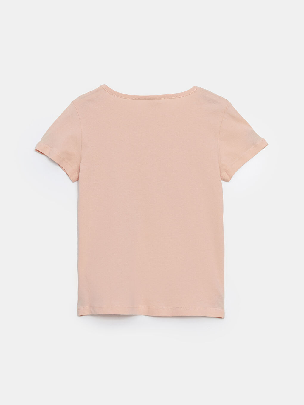 Pembe Bisiklet Yaka Kız Çocuk Tişört-1