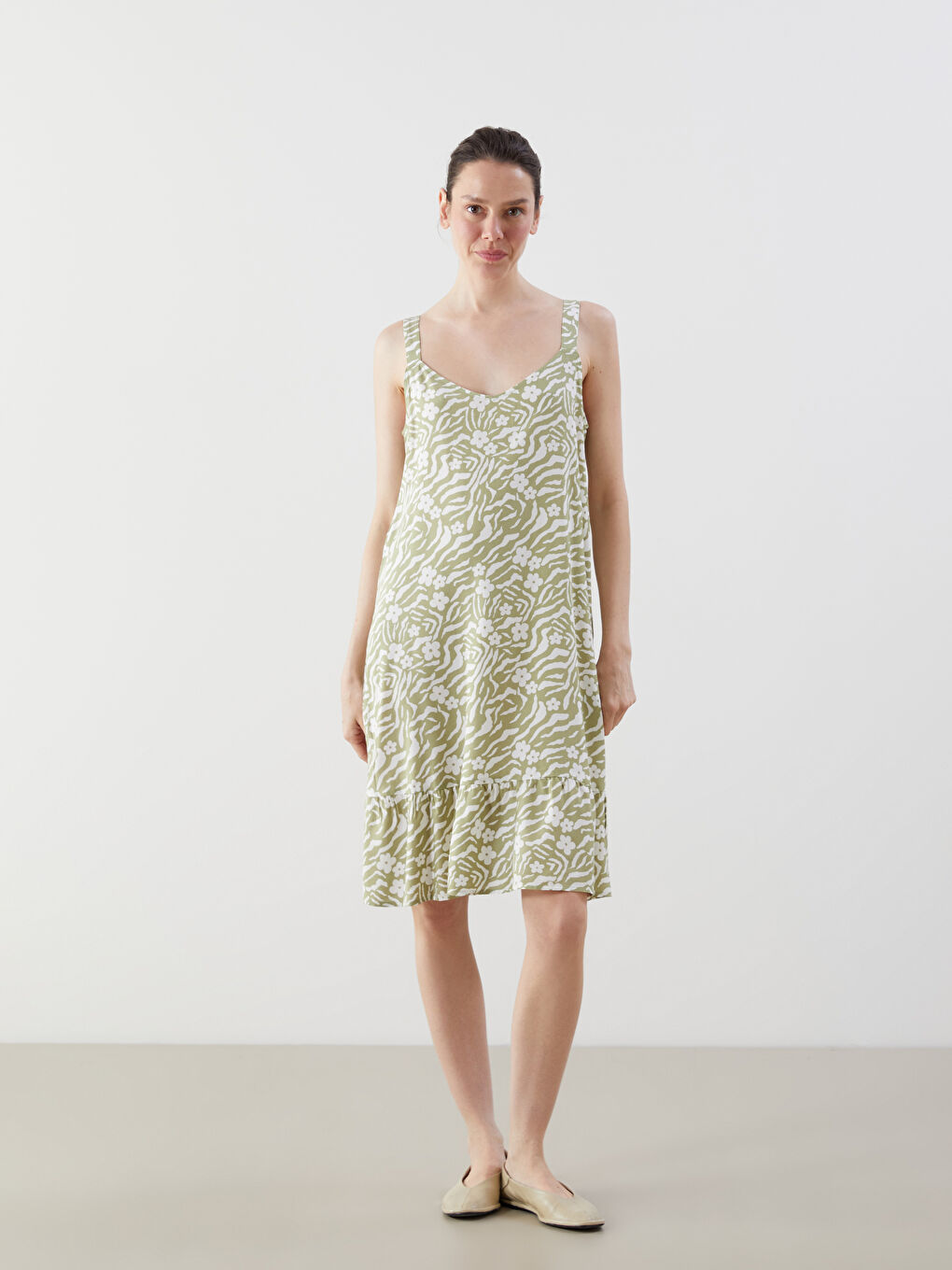 LCW Comfort Woman KHAKI Dress -S5EV69Z8-LS6