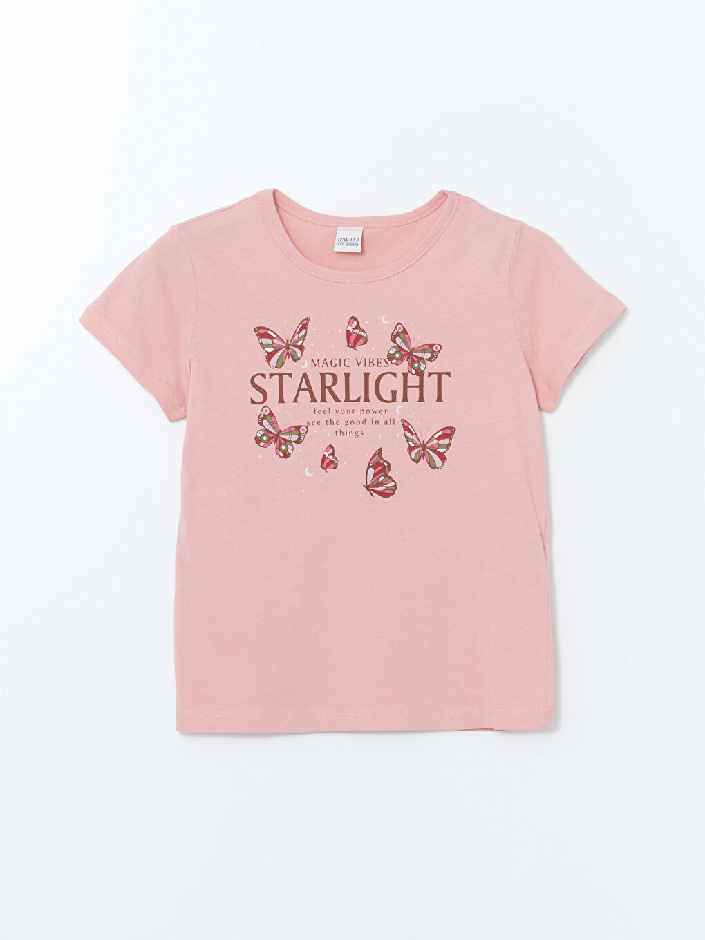 Pembe Bisiklet Yaka Kız Çocuk Tişört